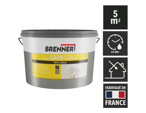 Enduit garnissant pour réparation des surfaces texturées en pâte - Pot 10 kg - Brenner - Brico Dépôt
