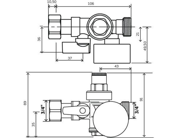 Bloc réducteur de pression 3 en 1 corps laiton nickelé MF 20/27 - Somatherm - Brico Dépôt