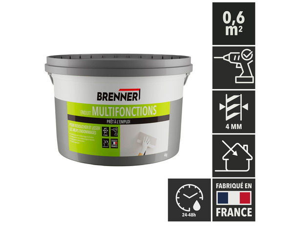 Enduit multifonctions pour surfaces texturées, en pâte - Pot 4 kg - Brenner - Brico Dépôt