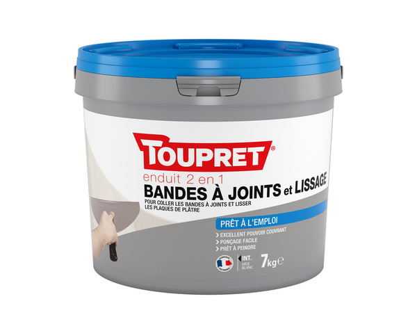 Enduit bandes à joints et lissage en pâte "Bajet" - Seau 7 Kg - Toupret - Brico Dépôt