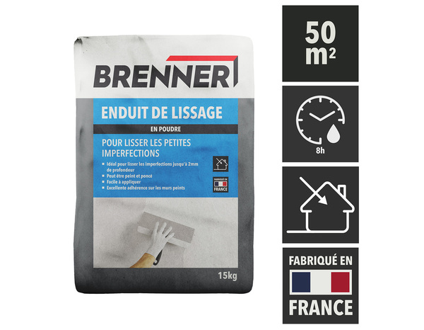 Enduit de lissage en poudre - Sac 15 kg - Brenner - Brico Dépôt