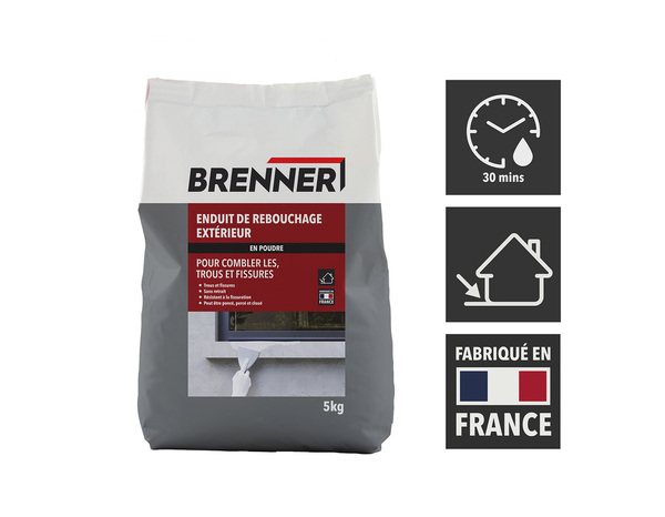 Enduit de rebouchage en poudre pour extérieur - Sachet 5 kg - Brenner - Brico Dépôt