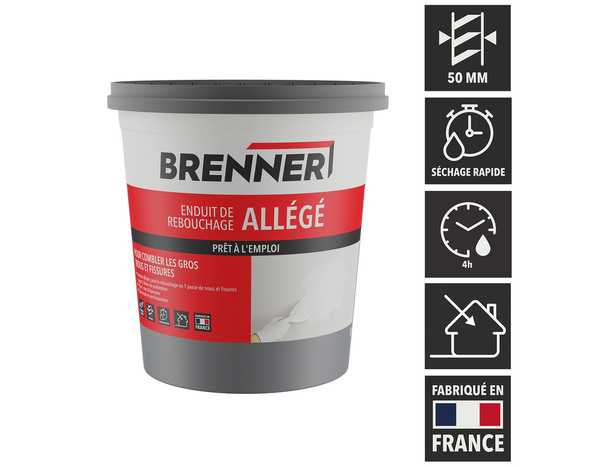 Enduit de rebouchage pâte allégé - Pot 500 g - Brenner - Brico Dépôt