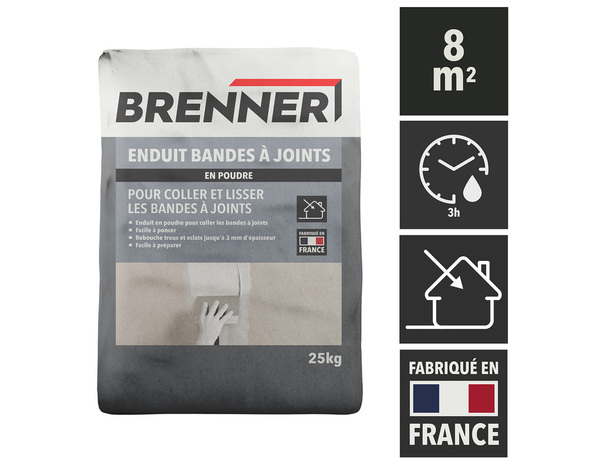 Enduit à joint, de rebouchage et de lissage en poudre - Sachet 25 kg - Brenner - Brico Dépôt