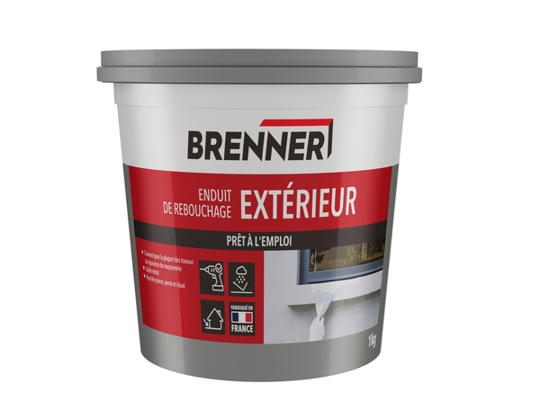 Enduit de rebouchage en pâte pour extérieur - Pot 1 kg - Brenner - Brico Dépôt