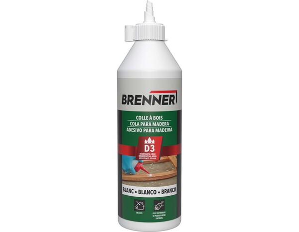 Colle à bois D3 intérieur/extérieur blanche - bouteille 500 ML - Brenner - Brico Dépôt