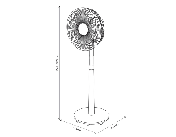 Ventilateur sur pied blanc 45W - l. 41,5cm x P. 36,5 cm - Bodner - Brico Dépôt
