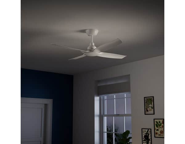 Ventilateur de plafond 4 pales blanc - H. 36,2 x l. 122 cm - Bodner - Brico Dépôt