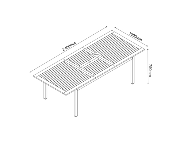 Table acacia/aluminium extensible 8 places "FASIA" - L. 180 à 240 x l. 100 x H. 75 cm. - Blooma - Brico Dépôt
