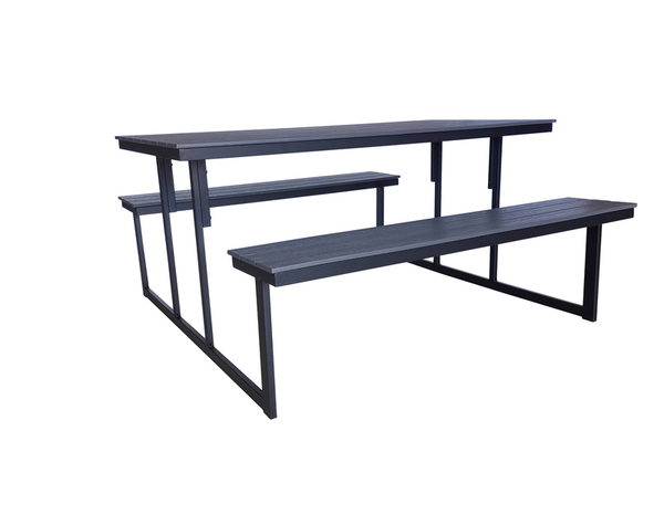Table pique nique acier/résine gris et noir -  L. 156 x H. 74 x P. 78 cm. - Brico Dépôt