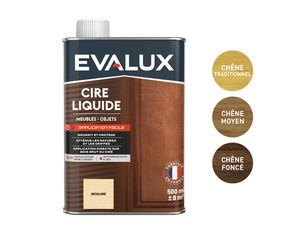 Cire liquide incolore 0,5L aspect satiné - Evalux - Brico Dépôt