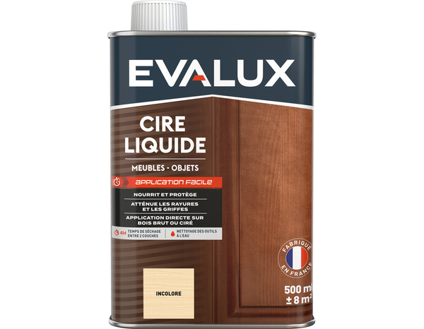 Cire liquide incolore 0,5L aspect satiné - Evalux - Brico Dépôt
