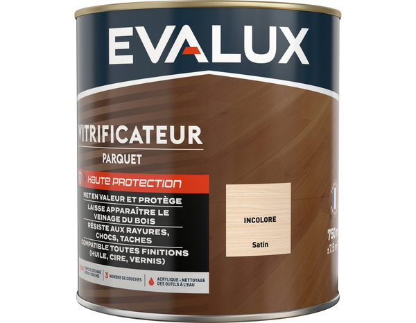 Vitrificateur incolore - 0,75 L satin - Evalux - Brico Dépôt