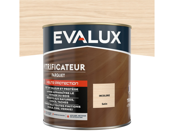 Vitrificateur incolore - 0,75 L satin - Evalux - Brico Dépôt
