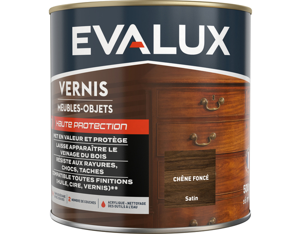 Vernis meuble chêne foncé - 0,5 L satin - Evalux - Brico Dépôt