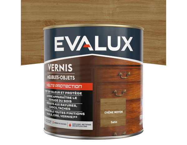 Vernis meuble chêne moyen - 0,5 L satin - Evalux - Brico Dépôt