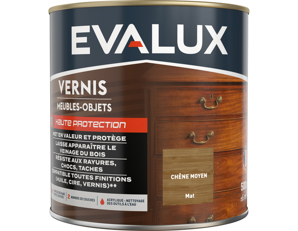 Vernis meuble chêne moyen - 0,5 L mat - Evalux - Brico Dépôt