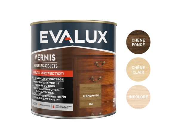 Vernis meuble chêne moyen - 0,5 L mat - Evalux - Brico Dépôt