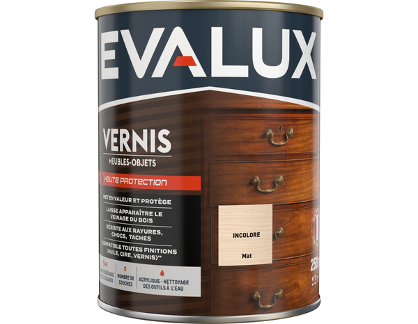 Vernis meuble incolore - 0,25 L mat - Evalux - Brico Dépôt