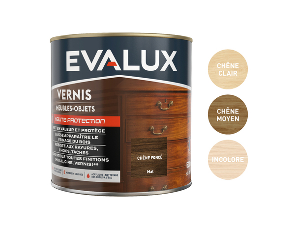 Vernis meuble chêne foncé - 0,5 L mat - Evalux - Brico Dépôt