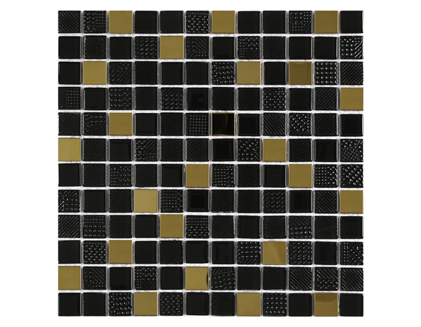 Mosaique "ODILE" noire et dorée - l.30 x L.30 cm. - Cooke and Lewis - Brico Dépôt