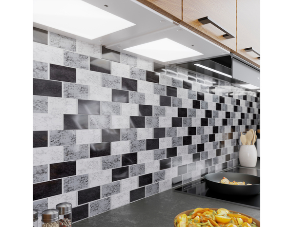Mosaique "OBELIA" noir, blanc et gris - l.30 x L.30 cm. - Cooke and Lewis - Brico Dépôt