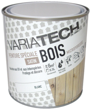 Peinture acrylique satin blanc boiseries, menuiseries, portes, etc. extérieur 0,5 L - Variatech - Brico Dépôt
