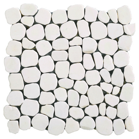 Plaque de galets en marbre blanc sur filet 30 x 30 cm - Brico Dépôt