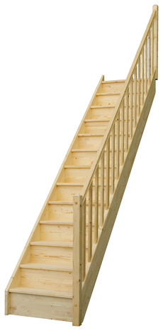 Escalier droit en sapin avec rampe bois - Brico Dépôt