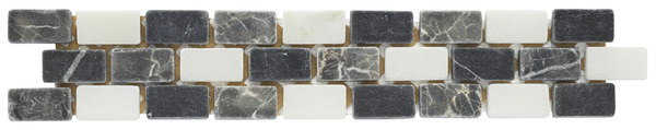 Listel marbre mix blanc/gris anthracite  - l. 4,8 x L. 28 cm - Brico Dépôt