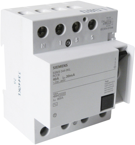 Interrupteur différentiel tétra polaire 30 mA 40 A type AC à vis, 4 modules - Siemens - Brico Dépôt