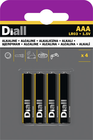 Lot de 4 piles alcalines AAA/LR03 avec une puissance de 1,5 V - Diall - Brico Dépôt