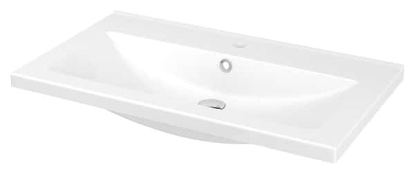 Plan vasque blanc à encastrer en céramique Nira L.80 x H.12 x P.45  cm - GoodHome - Brico Dépôt