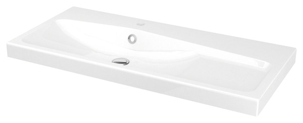 Plan vasque blanc à encastrer en résine "Mila" - L.100 x H.12 x P.45 cm - GoodHome - Brico Dépôt