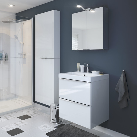 Armoire de salle de bains miroir "Imandra" - Blanc - L.60 x H.90 x P.36 cm - GoodHome - Brico Dépôt