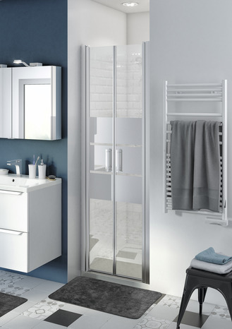 Porte de douche battante "Beloya" l.70 cm en verre effet miroir - GoodHome - Brico Dépôt