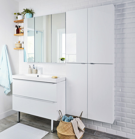 Armoire de salle de bains "Imandra" - Blanc - L. 40 x H. 90 x P. 15 cm - GoodHome - Brico Dépôt