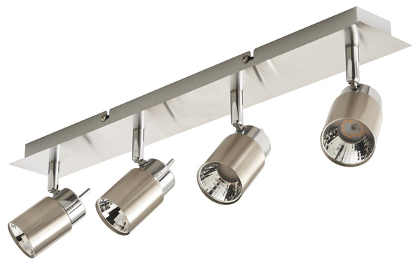 Plafonnier 4 spots métal chromé LED intégrée "Hades" H. 14,5 x L. 55,5 cm - Colours - Brico Dépôt