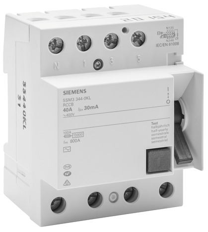 Interrupteur différentiel tétra polaire 30 mA 40 A type AC à vis, 4 modules - Siemens - Brico Dépôt