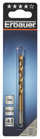 Foret à métaux en Tin 6,5 x 101 mm - DRL11758 - Erbauer - Brico Dépôt