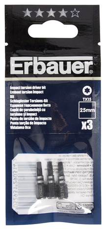 Embouts Impact Torx 15 25 mm 3 pcs - Erbauer - Brico Dépôt