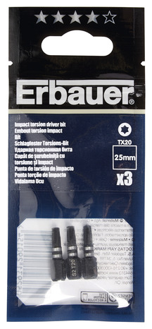 Embouts Impact Torx 20 25 mm 3 pcs - Erbauer - Brico Dépôt