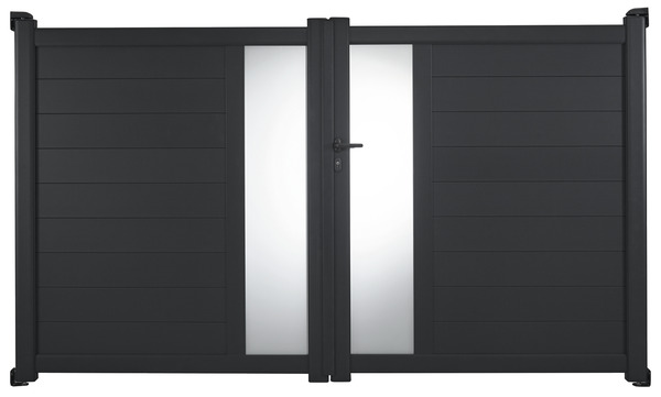 Portail aluminium battant gris anthracite "Olinda" - L. 3,50 x H. 1,70 m - Brico Dépôt