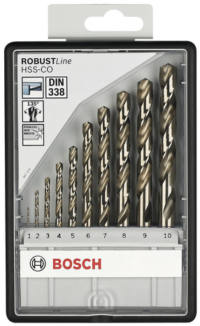 Coffret de 10 forets à métaux Robust Line HSS-Co, 1-10 mm - Bosch - Brico Dépôt