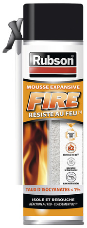 Mousse expansive Fire-B2, isolant thermique multi-supports blanc, aérosol 500 ml - Rubson - Brico Dépôt