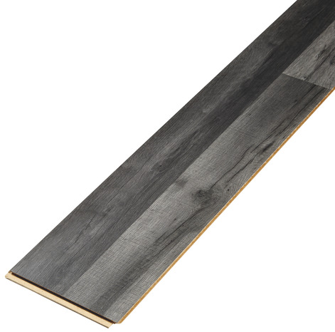 Sol stratifié à clipser aspect chêne gris foncé "Bairnsdale" - L. 128,6 x l. 19,4 cm x Ép. 8 mm - GoodHome - Brico Dépôt