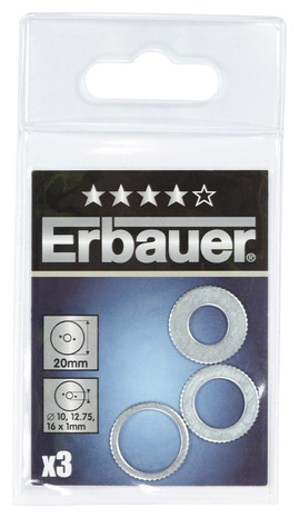 Lot 3 bagues de réduction alésage pour lame de scie circulaire 20 mm - Erbauer - Brico Dépôt