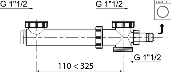 Tubulure extensible pour éviers 2 bacs entraxe réglable de 110 à 325 mm - Wirquin - Brico Dépôt