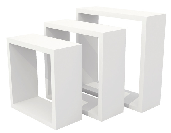 Lot de 3 cubes blanc satin Riggia 30 cm - GoodHome - Brico Dépôt