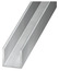 U aluminium brut 20 x 20 x 1,5 mm 2,50 m Argent